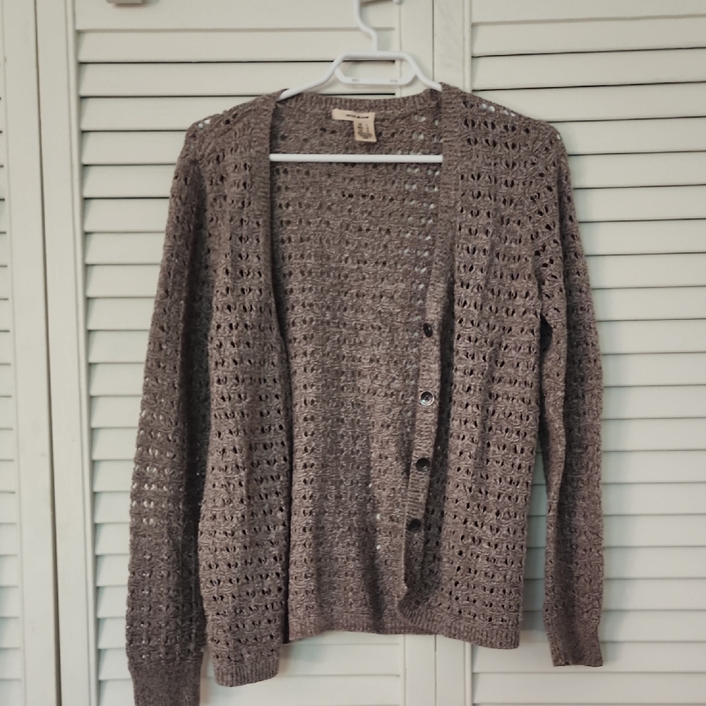 Dkny Brown Cardigan Sweater Open-Front Knit